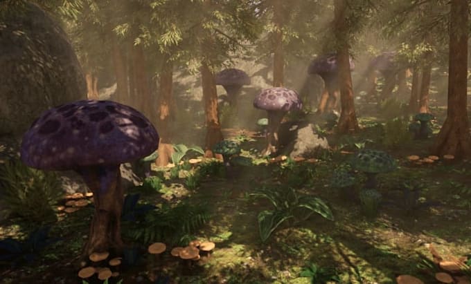 do 3d game environment, forest, mountains, rivers for playable levels in ue5