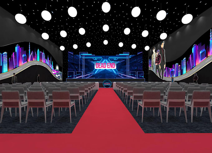design concert stage ue lighting,layout rendering, 2d plan,led screen,vectorwork