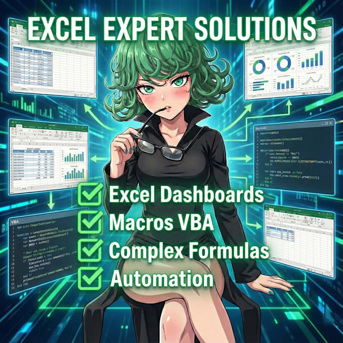 create professional dashboards powerbi, macros vba, and complex formulas excel