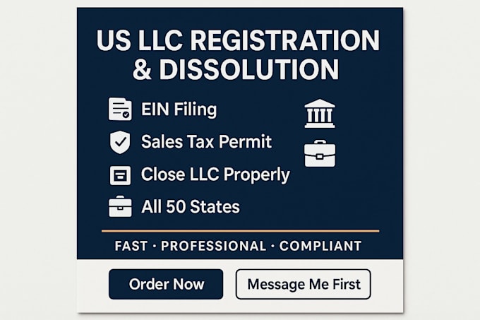 register your US llc, get ein, sales tax permit, close or dissolve llc
