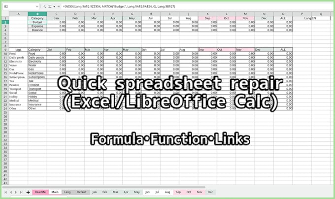 fix small spreadsheet issues in libreoffice or excel