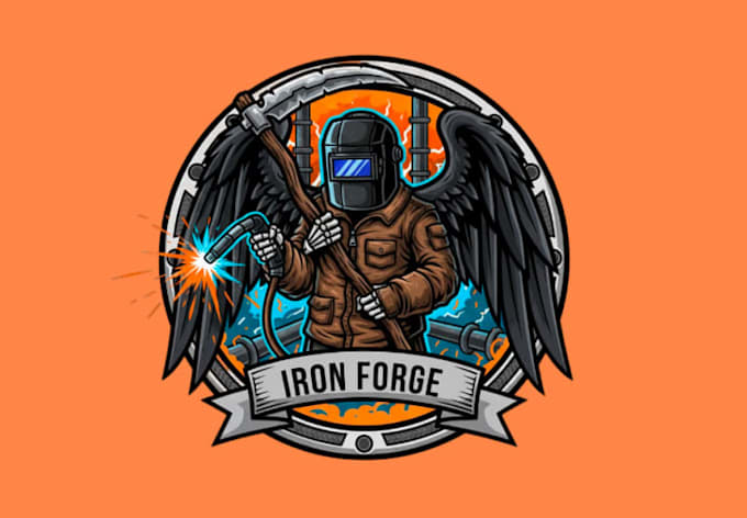 design creative welder mascot logo with unique creativity design