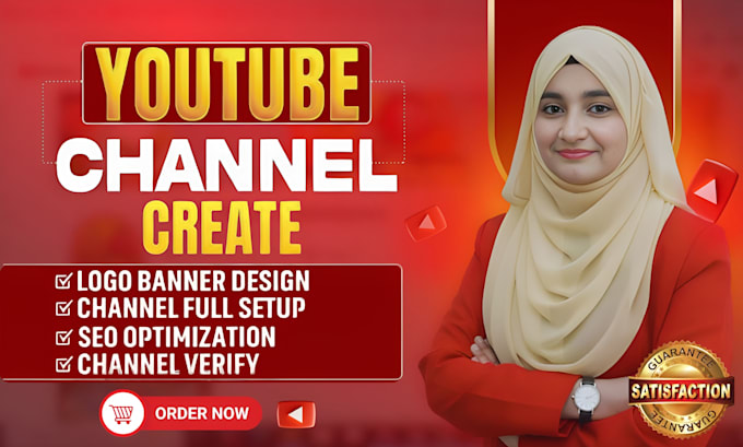 youtube channel create and setup with logo, banner, SEO and verification
