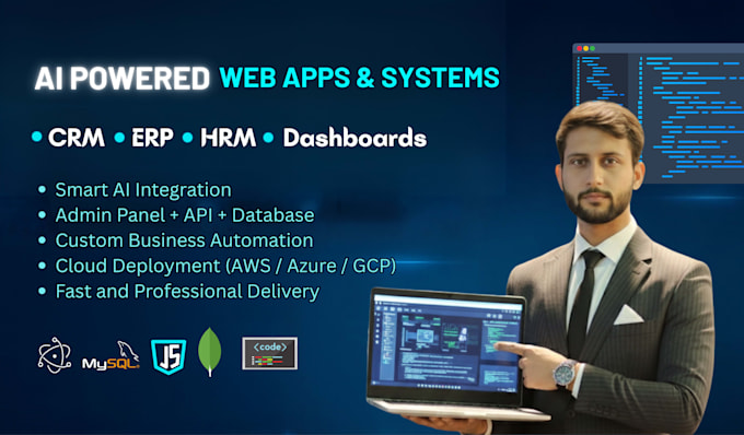 build ai powered web apps, CRM, erp and hrm systems
