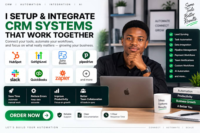 hubspot gohighlevel zoho books CRM pipedrive slack quickbooks zapier integration