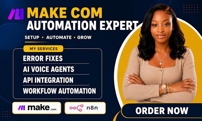 build make com automation n8n workflows and fix make com scenarios with apis