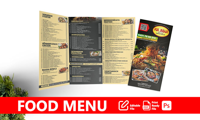 design a captivating food menu, flyer, or digital TV screen menu