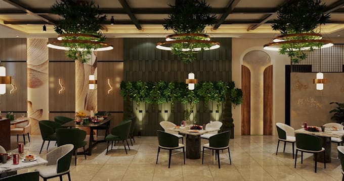 visualize 3d greggs restaurant interior,luxury dining,modern decor,ashlar render