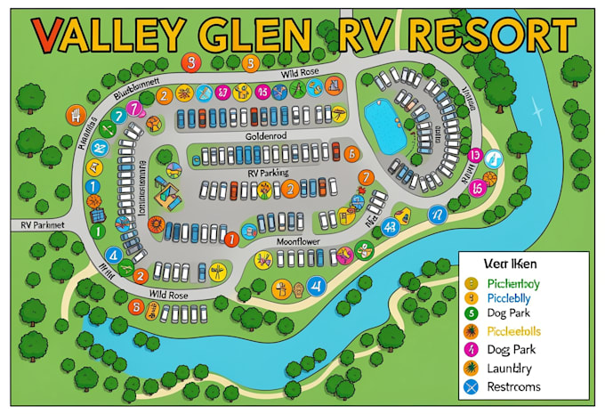 Draw 2d or 3d vector map campground rv park resort property and site ...
