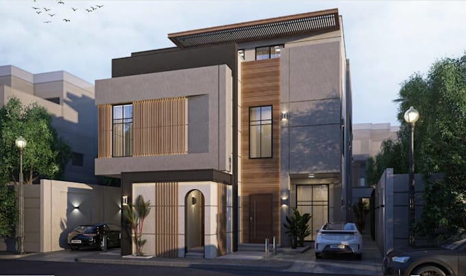 retrofit 3d villa apartment, exterior facade, carpark, cgi exterior rendering