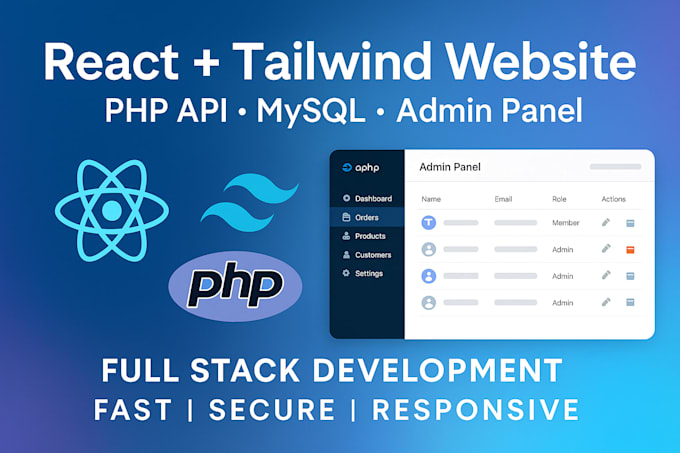 Build react tailwind php mysql web app with admin panel by Hadi_nayani ...