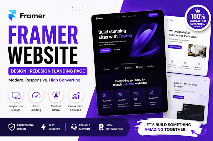develop framer website, framer landing page, framer design and redesign