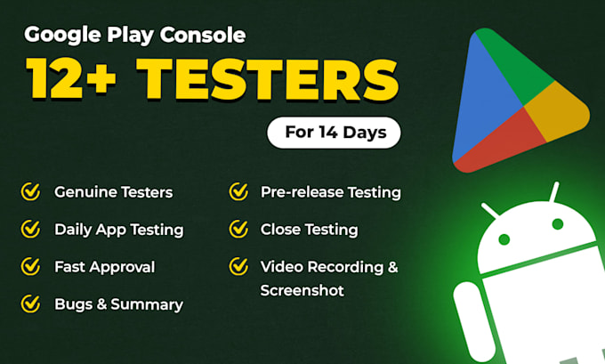 test your app for google play close testing with real 12 testers
