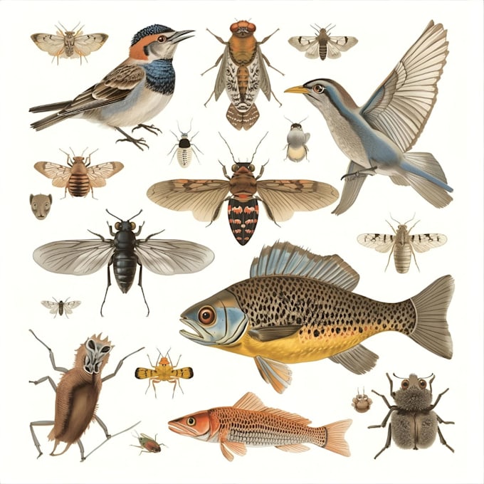 Draw wonderful animals, birds, fish and insects by Taldour | Fiverr