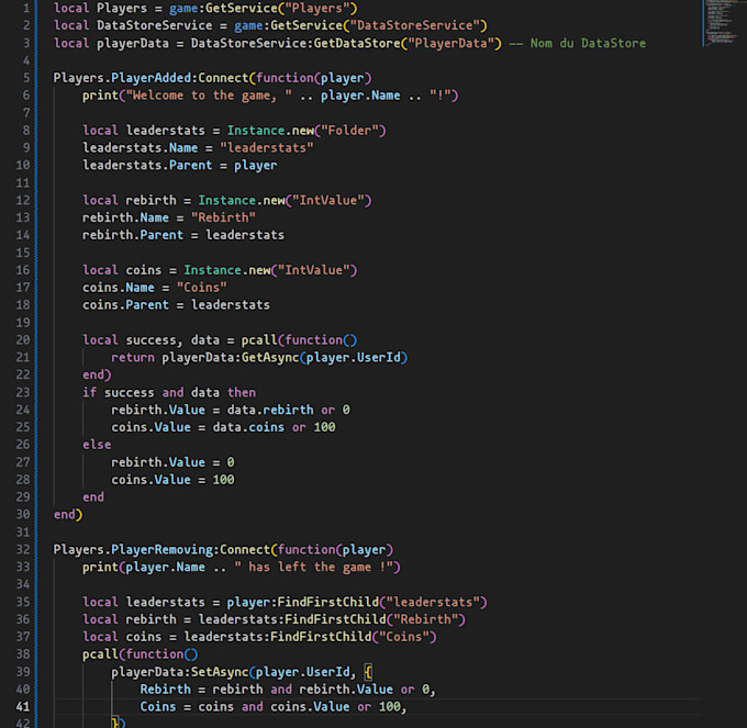 Réaliser des scripts pour votre projet roblox