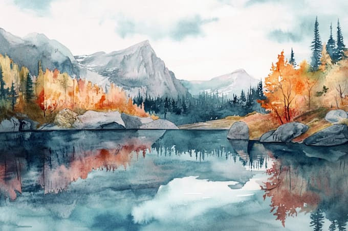 Hand draw a watercolor landscape illustration by Sunnyblakely | Fiverr