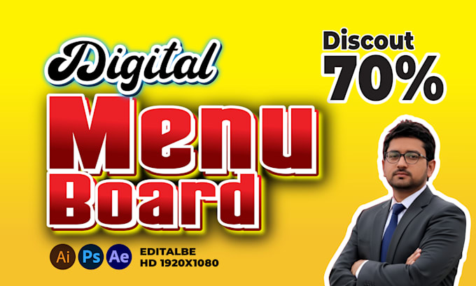 design digital menu, digital menu board or animated menu