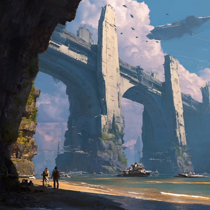 Create stunning fantasy and scifi environment concept art by Gianayeiop ...