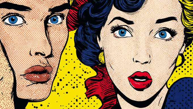 draw a retro pop art roy lichtenstein style