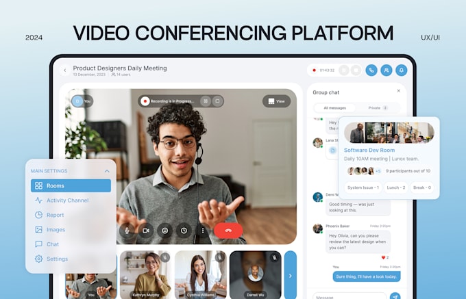 develop event booking app, event management app, conference app, video app