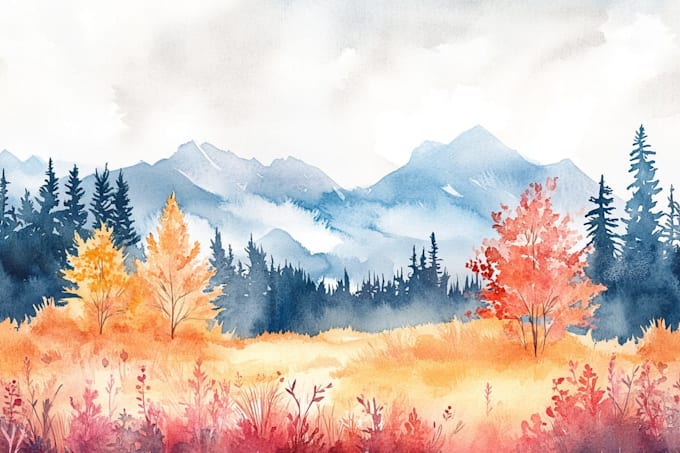 make a watercolor landscape illustration