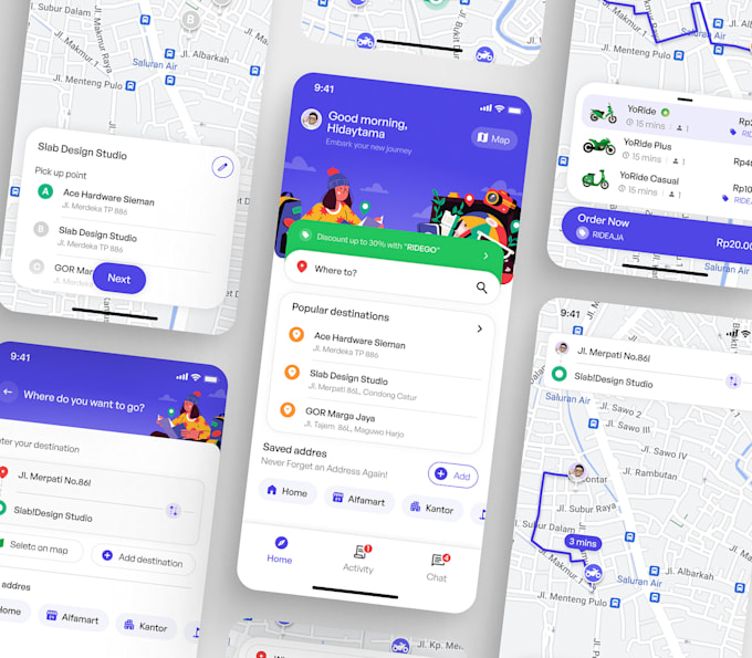 develop carpooling app, ridesharing app, gojek app, transportation app