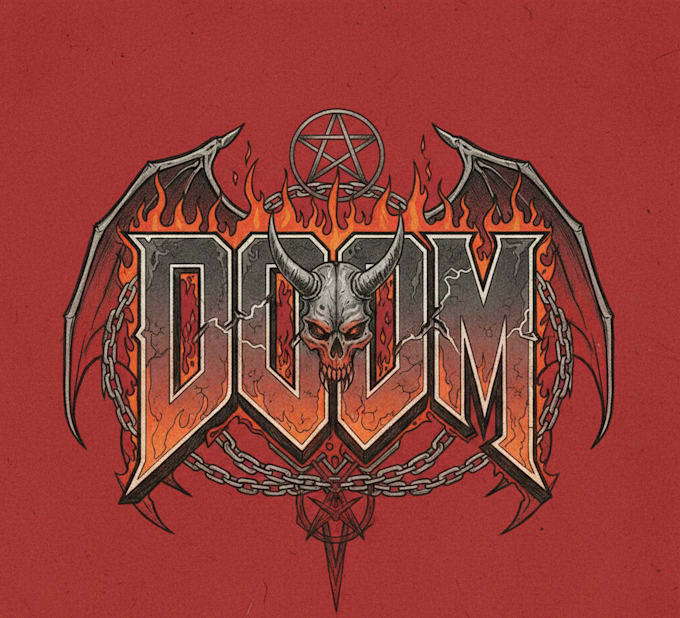 create a unique hand drawn doom logo