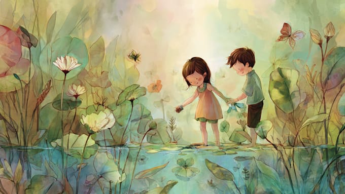 make a watercolor children illustration