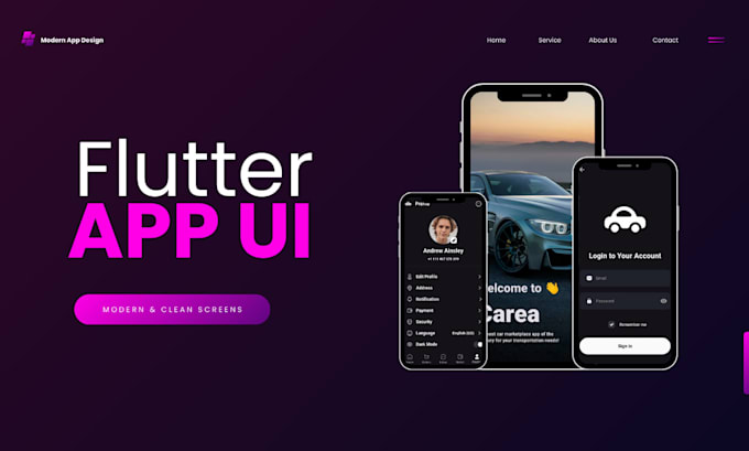 design modern flutter UI screens for your mobile app
