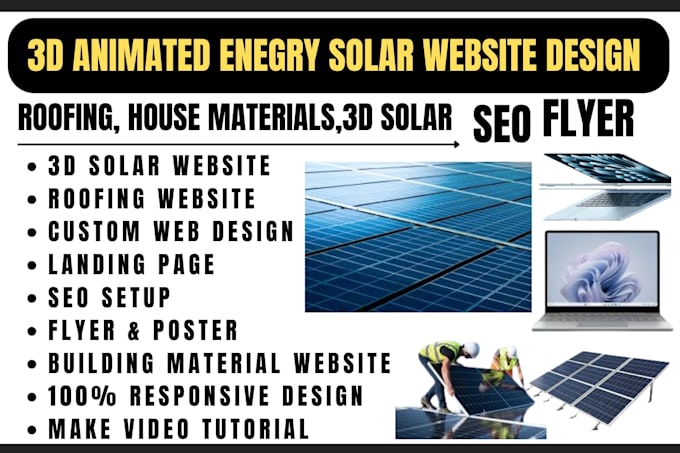 design a professional solar website with 3d visuals and branding