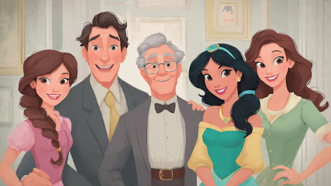 design a professional disney family portrait