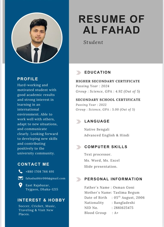 design an eyecatching creative and effective CV