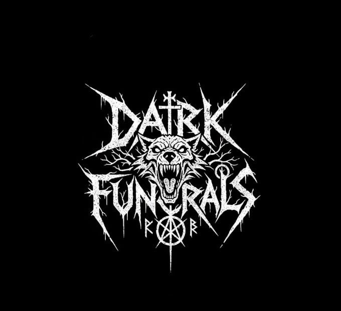 create a raw primitive black metal logo
