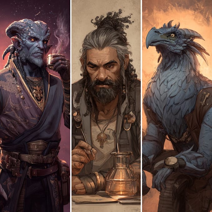 make your dnd, sci fi, fantasy character or illustration
