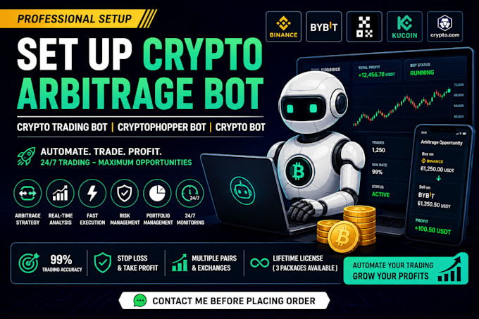 set up crypto arbitrage bot, crypto trading bot, cryptohopper bot, crypto bot