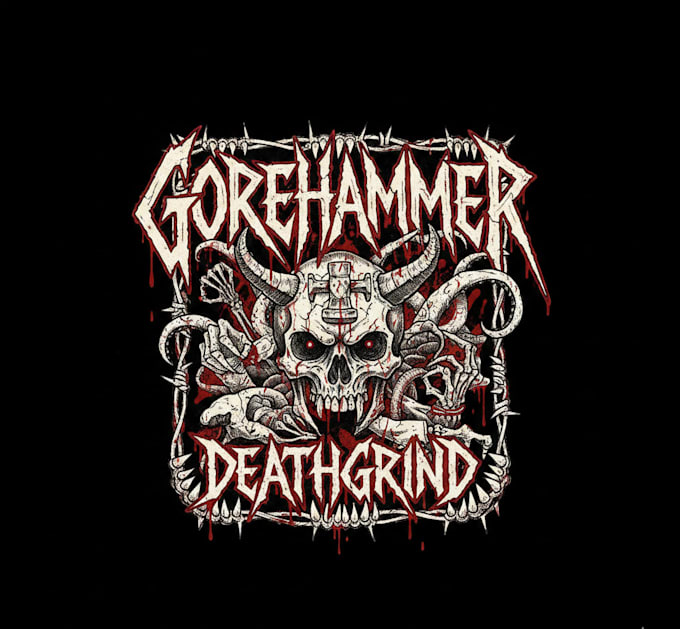 hand draw a bloody death grind logo