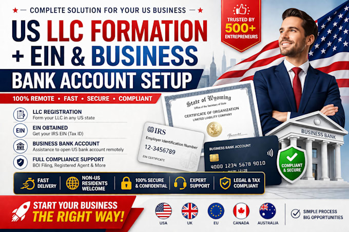 form your US llc and help you open a business bank account remotely