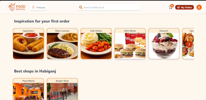 develop a modern food delivery system using mern stack and real time updates