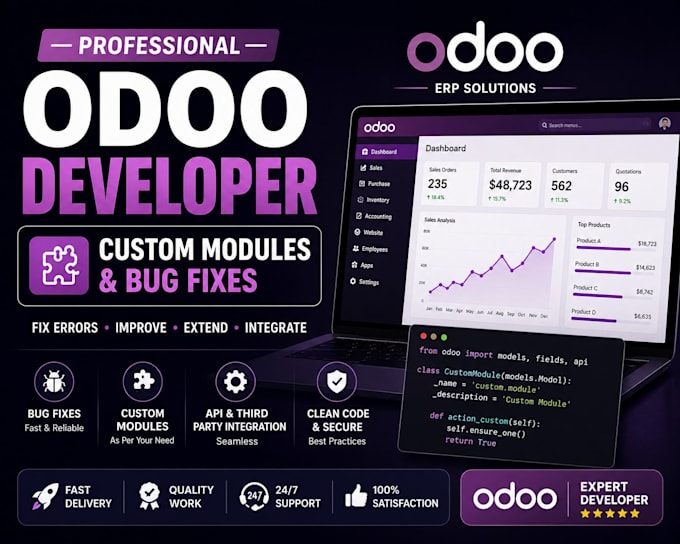 fix errors and bugs or create custom odoo module