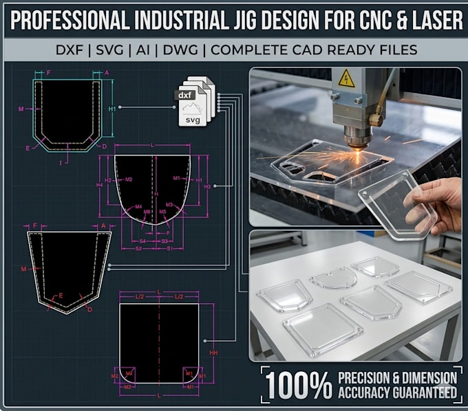 design professional industrial jig files for cnc laser cutting dxf svg