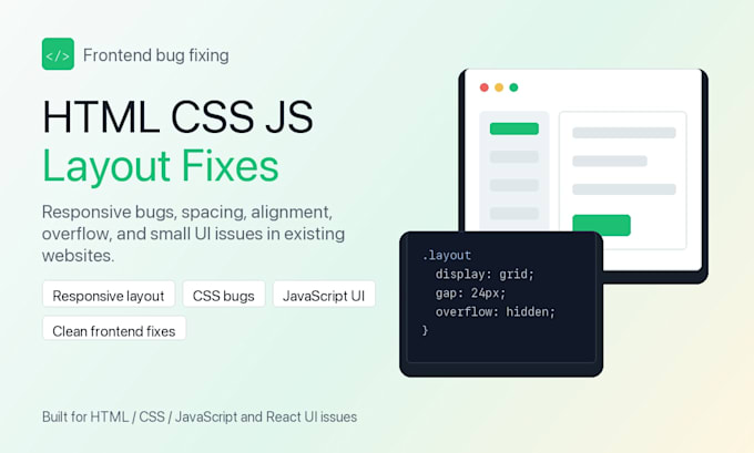 fix HTML CSS javascript layout and responsive issues on your website