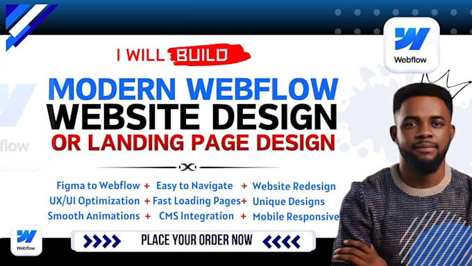 Create responsive webflow landing page, redesign webflow website design ...