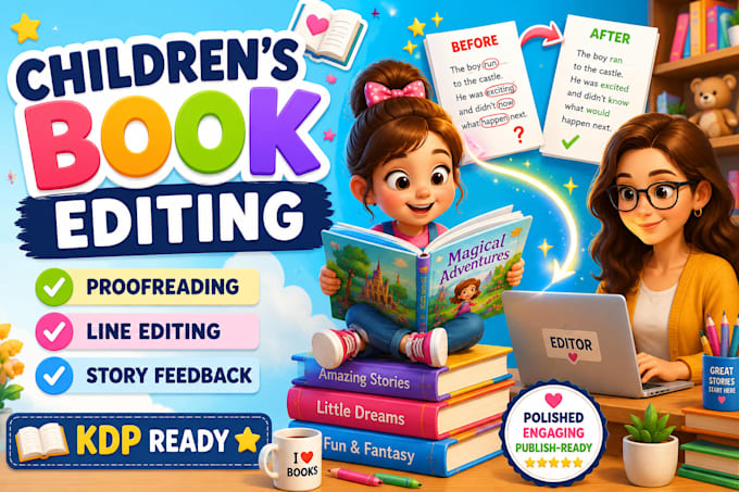 professionally edit and proofread  children book editing writing formatting