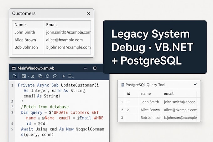 fix maintain and debug your legacy vb net and postgresql system