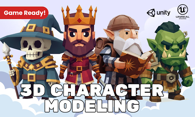 do 3d character modeling low poly or stylized for game asset animation