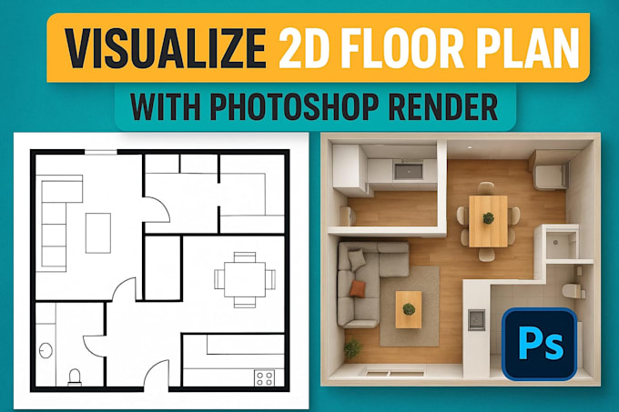 visualize 2d and 3d floor plans with photoshop rendering