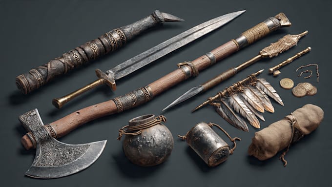design creative concept art of weapons and items