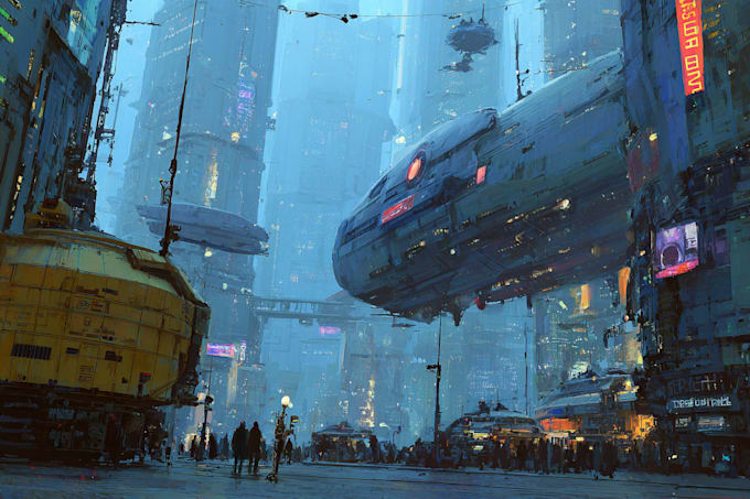 Make cyberpunk illustration sci fi futuristic city fantasy by ...