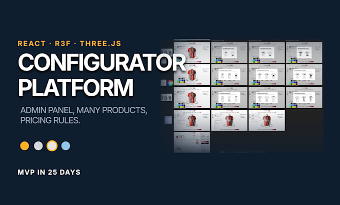 develop a 3d configurator platform or web app in three js