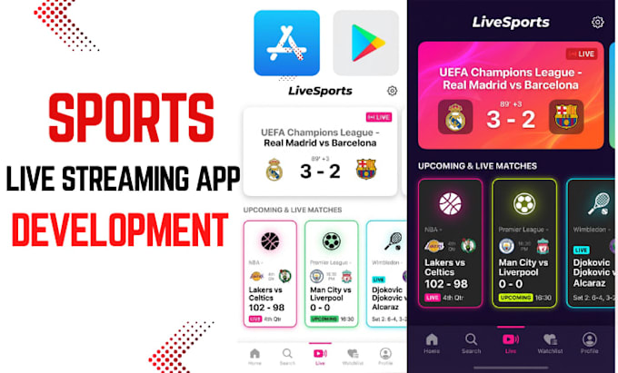 develop sports streaming app, game streaming app, live stream app, twitch app